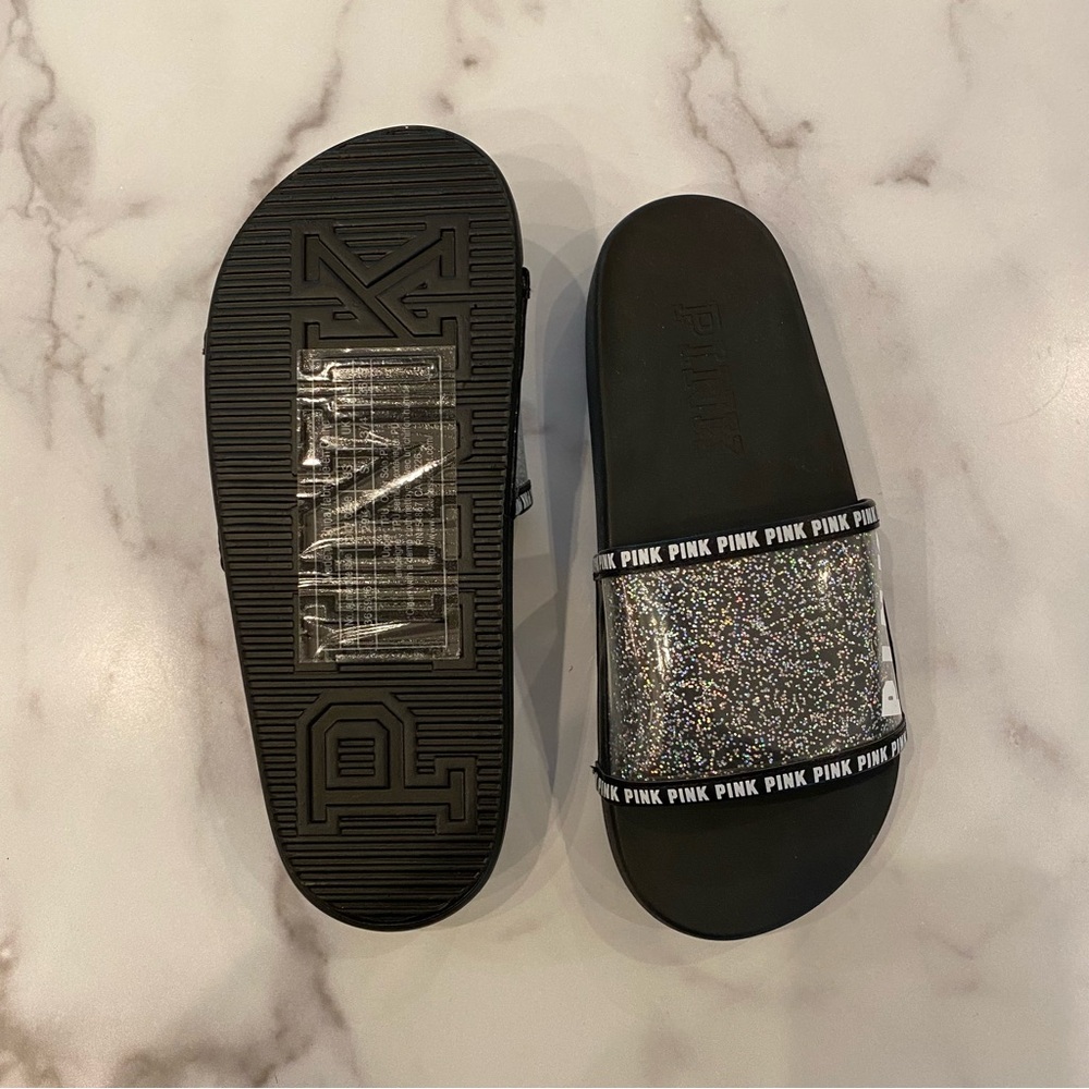PINK Victoria’s Secret Clear Glitter Slides - Picture 4 of 4